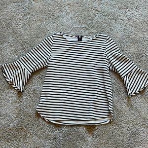 Navy and white top with bell sleeve